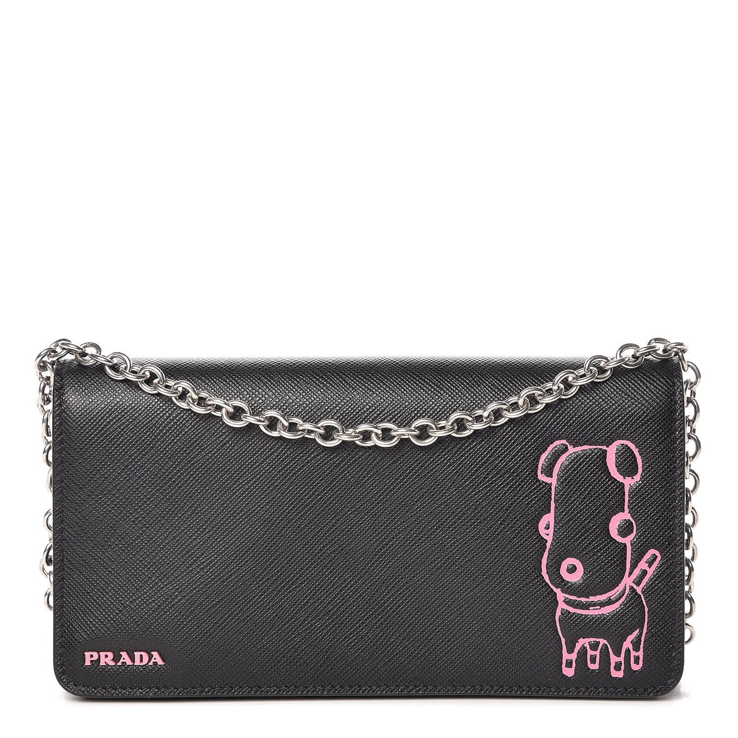 Prada Saffiano Pradamalia Mini Chain Bag Black Begonia 1 of 10