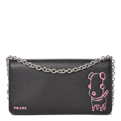 Prada Saffiano Pradamalia Mini Chain Bag Black Begonia 1 of 10