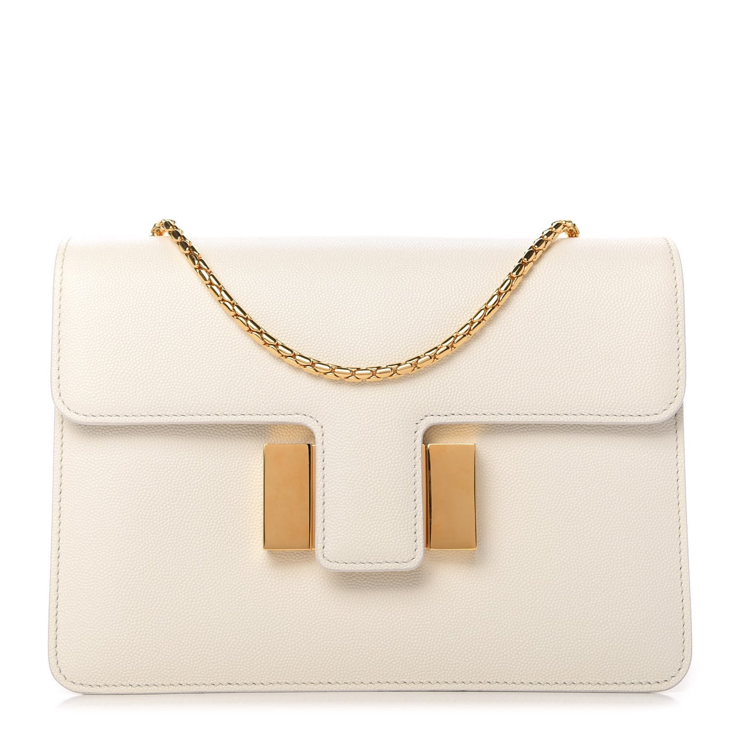 Grained Calfskin Medium Sienna Shoulder Bag Chalk