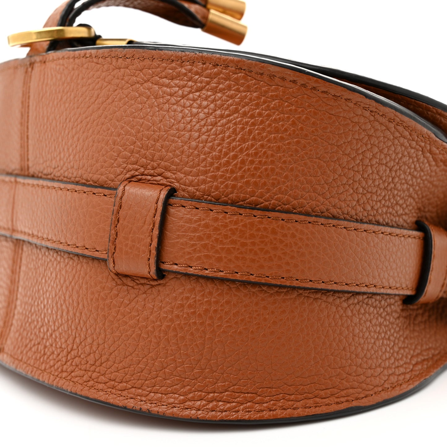 Grained Calfskin Small Marcie Saddle Bag Tan