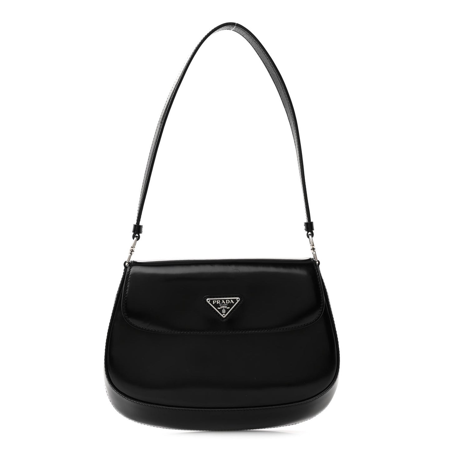 Spazzolato Cleo Flap Shoulder Bag Black