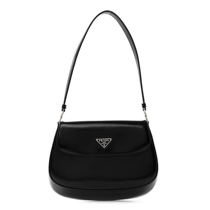 Prada Spazzolato Cleo Flap Shoulder Bag Black 1 of 11