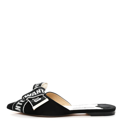 Jimmy Choo Suede Gretchen Logo Flat Mules 39 Black Chalk 1 of 9
