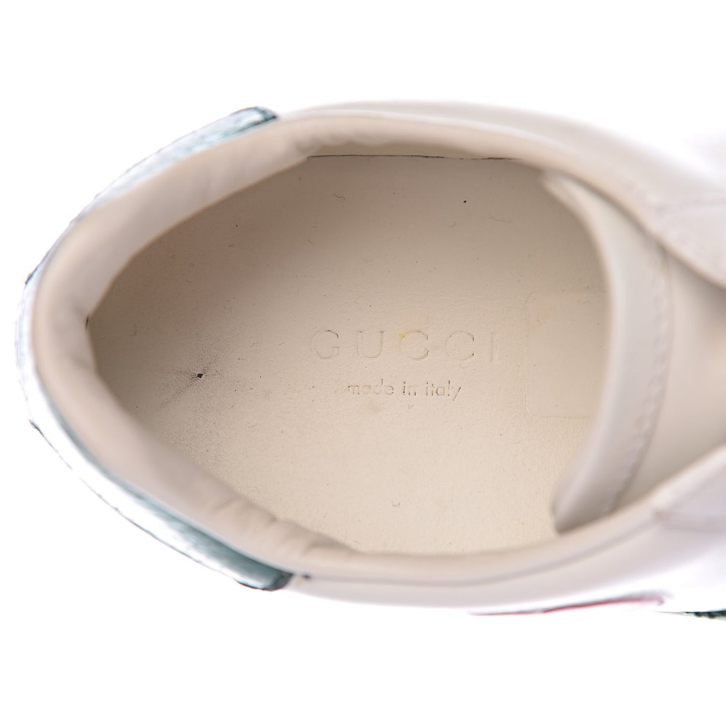 Calfskin Web Heart Embroidered Womens Ace Sneakers 37 White