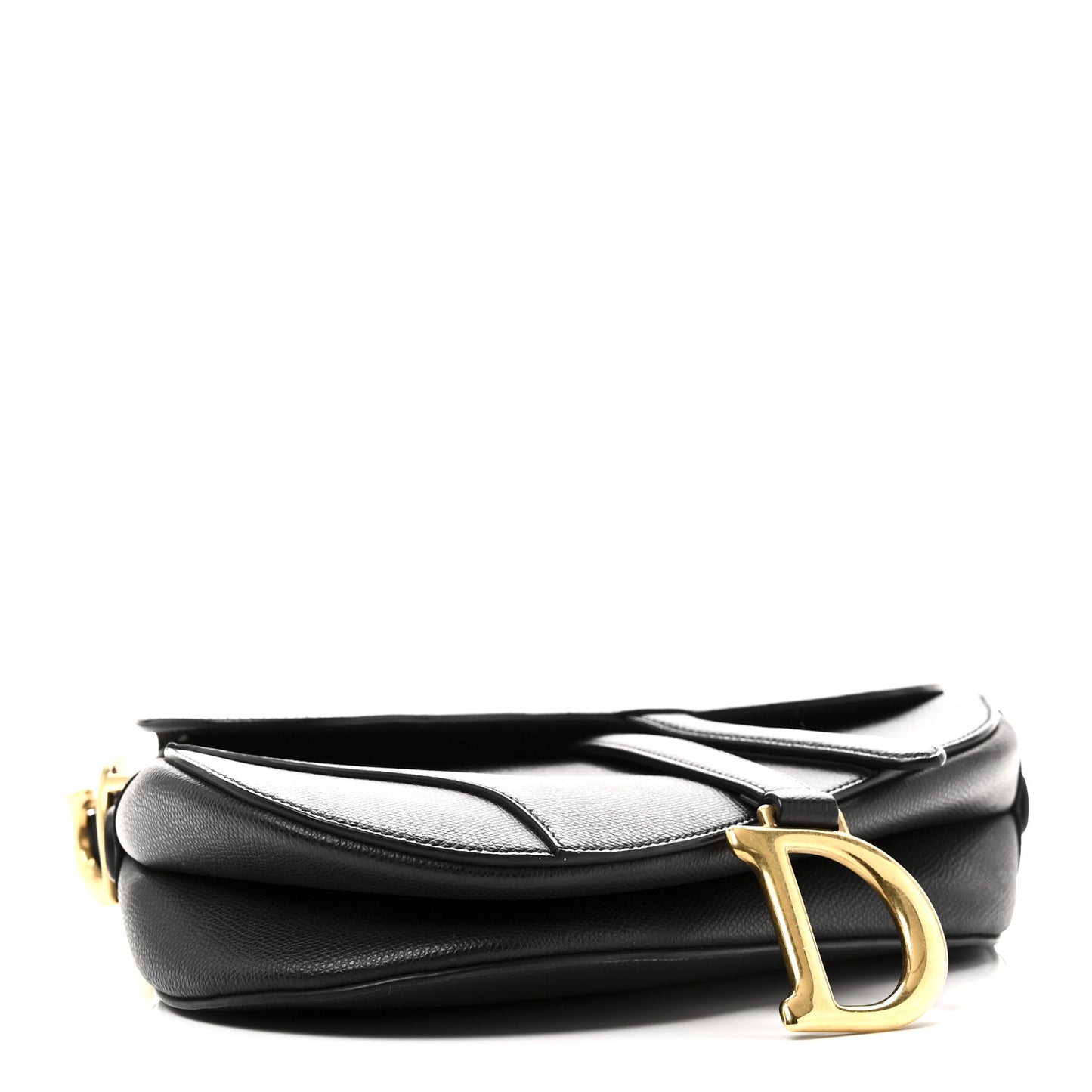 Grained Calfskin Saddle Bag Black
