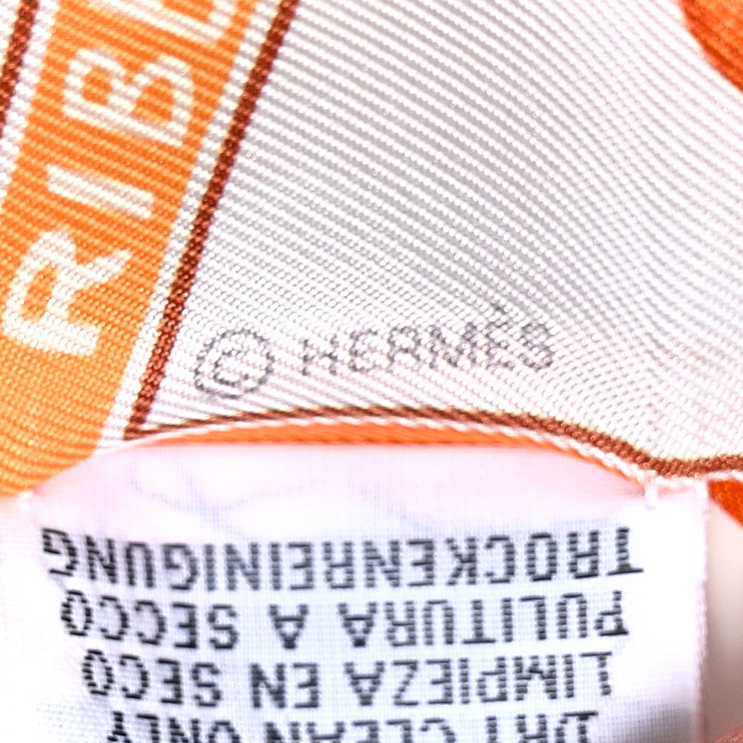 Hermes Silk Funny Ice Cream Twilly Orange Creme Beige 4 of 5