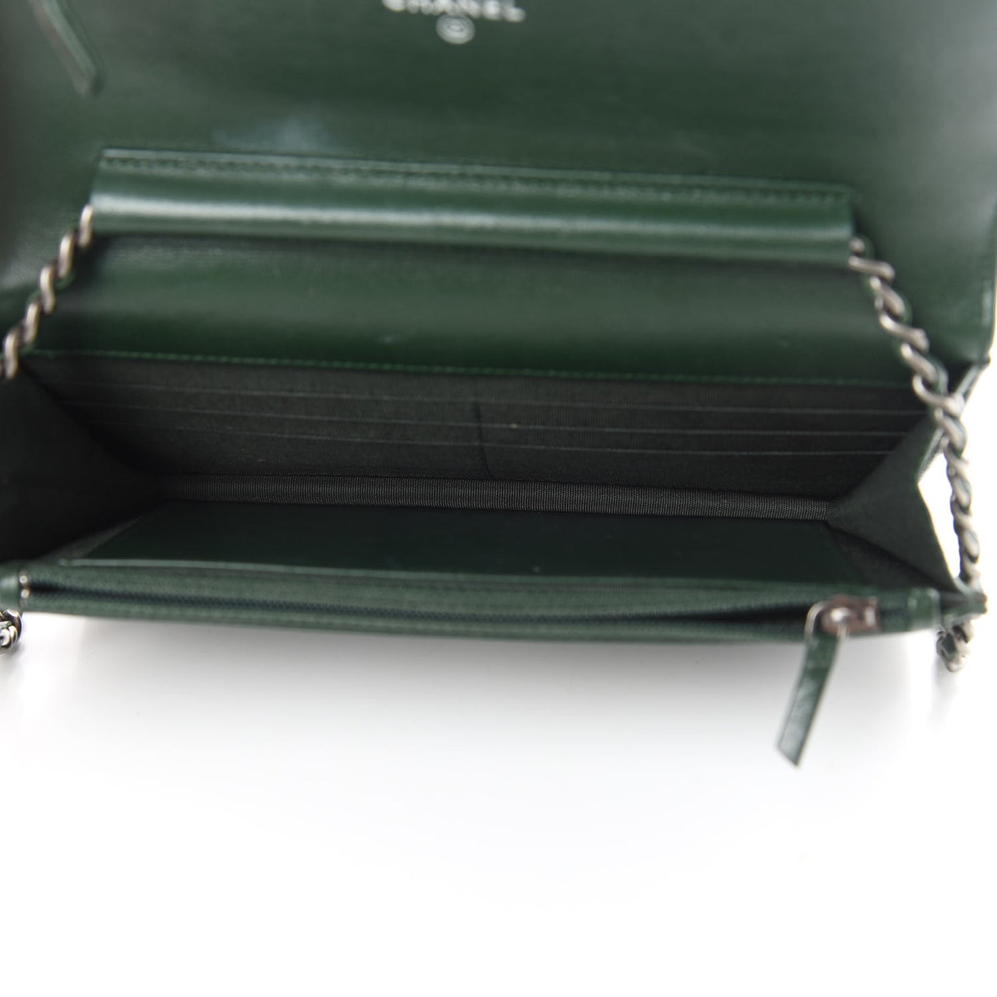 Lambskin Quilted Boy Wallet On Chain WOC Green