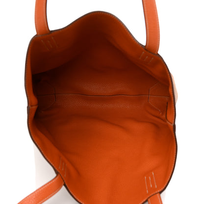 Hermes Taurillon Clemence Double Sens 45 Reversible Tote Orange Gold 7 of 17