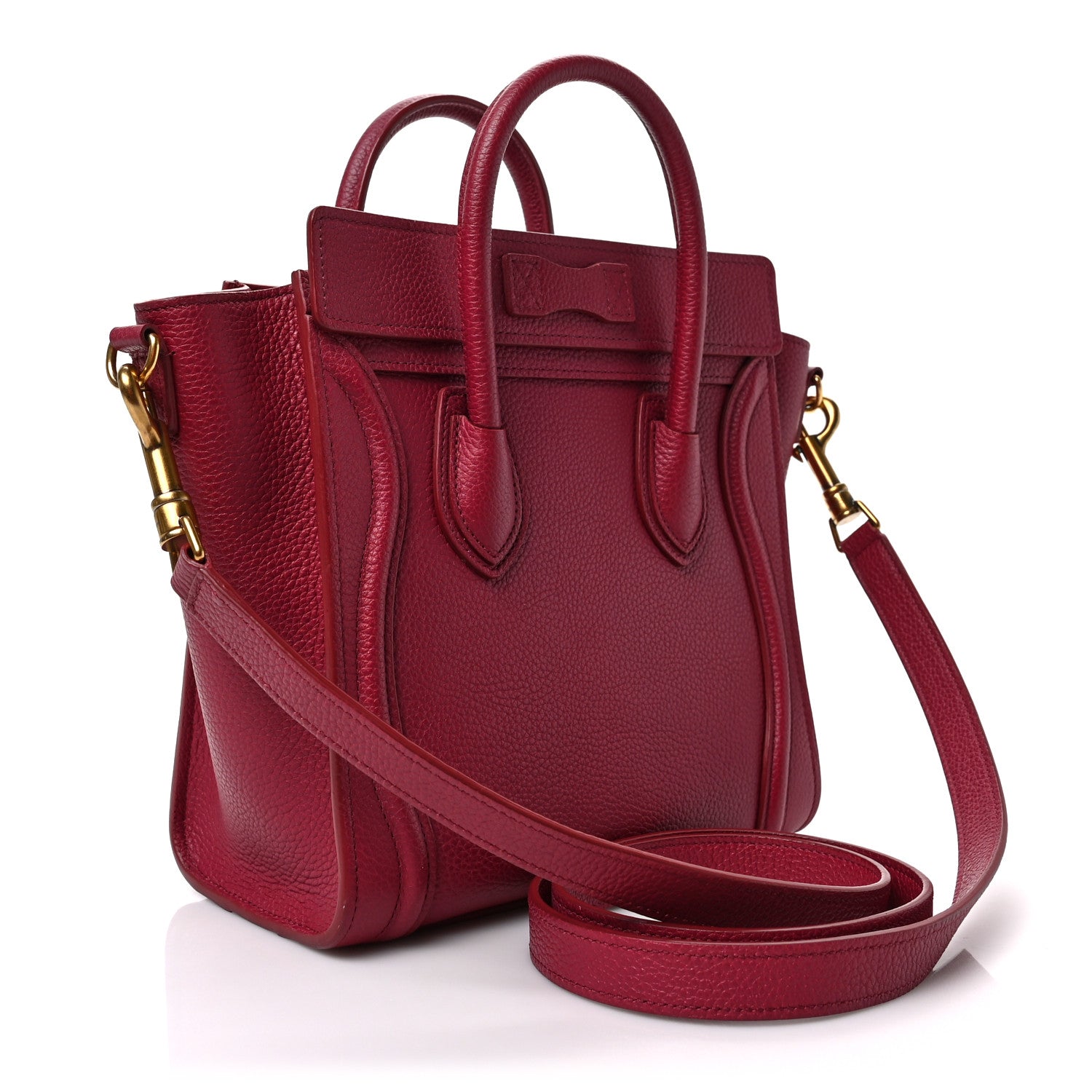 Celine Drummed Calfskin Nano Luggage Plum 3 of 9
