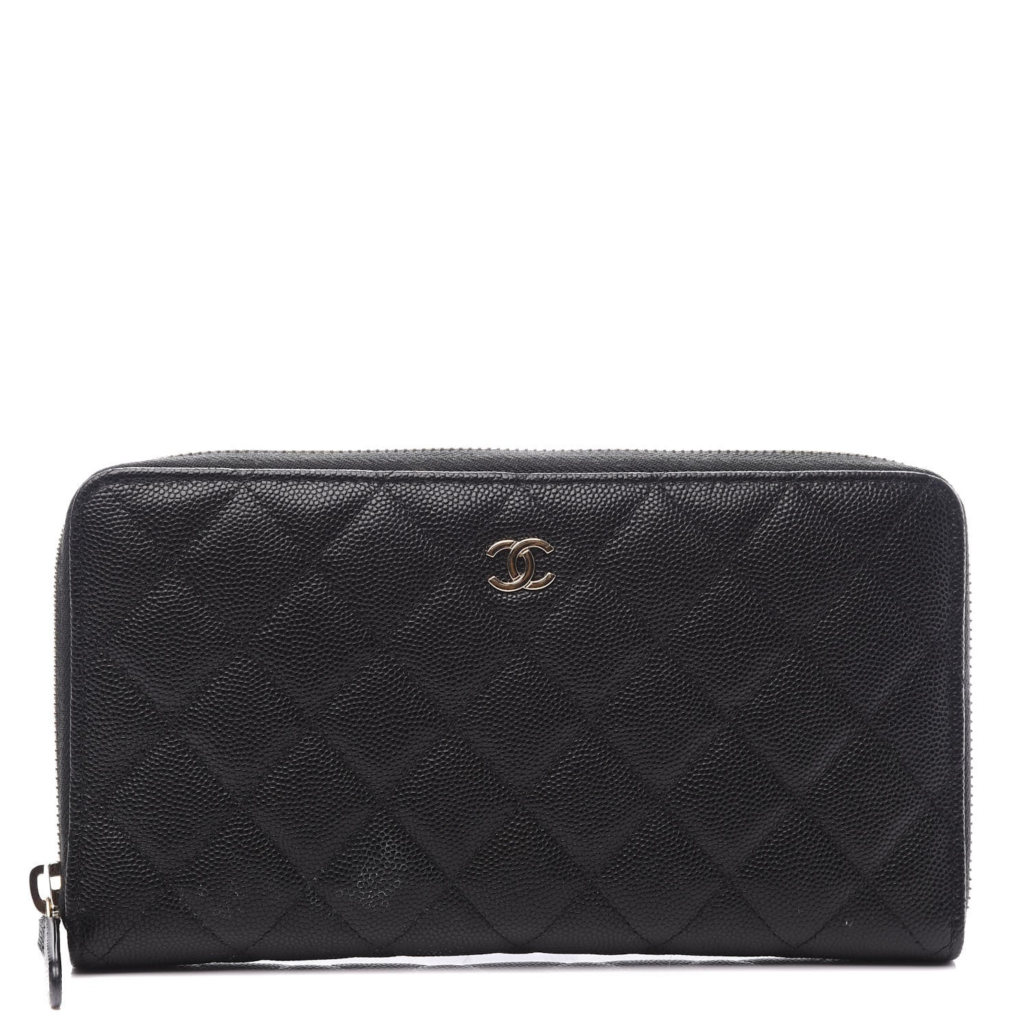 Chanel Caviar Quilted Large Zip Around Organizer Wallet Black 1 of 9
