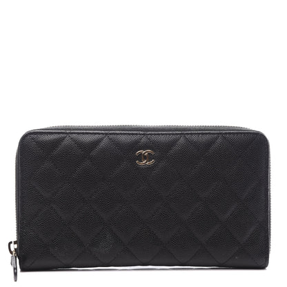 Chanel Caviar Quilted Large Zip Around Organizer Wallet Black 1 of 9