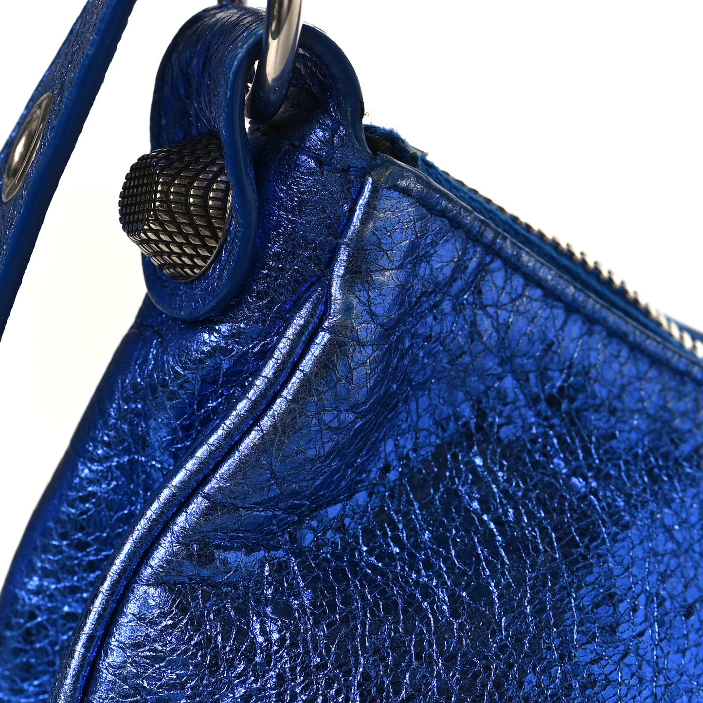 Metallic Arena Agneau Le Cagole Shoulder Bag XS Blue