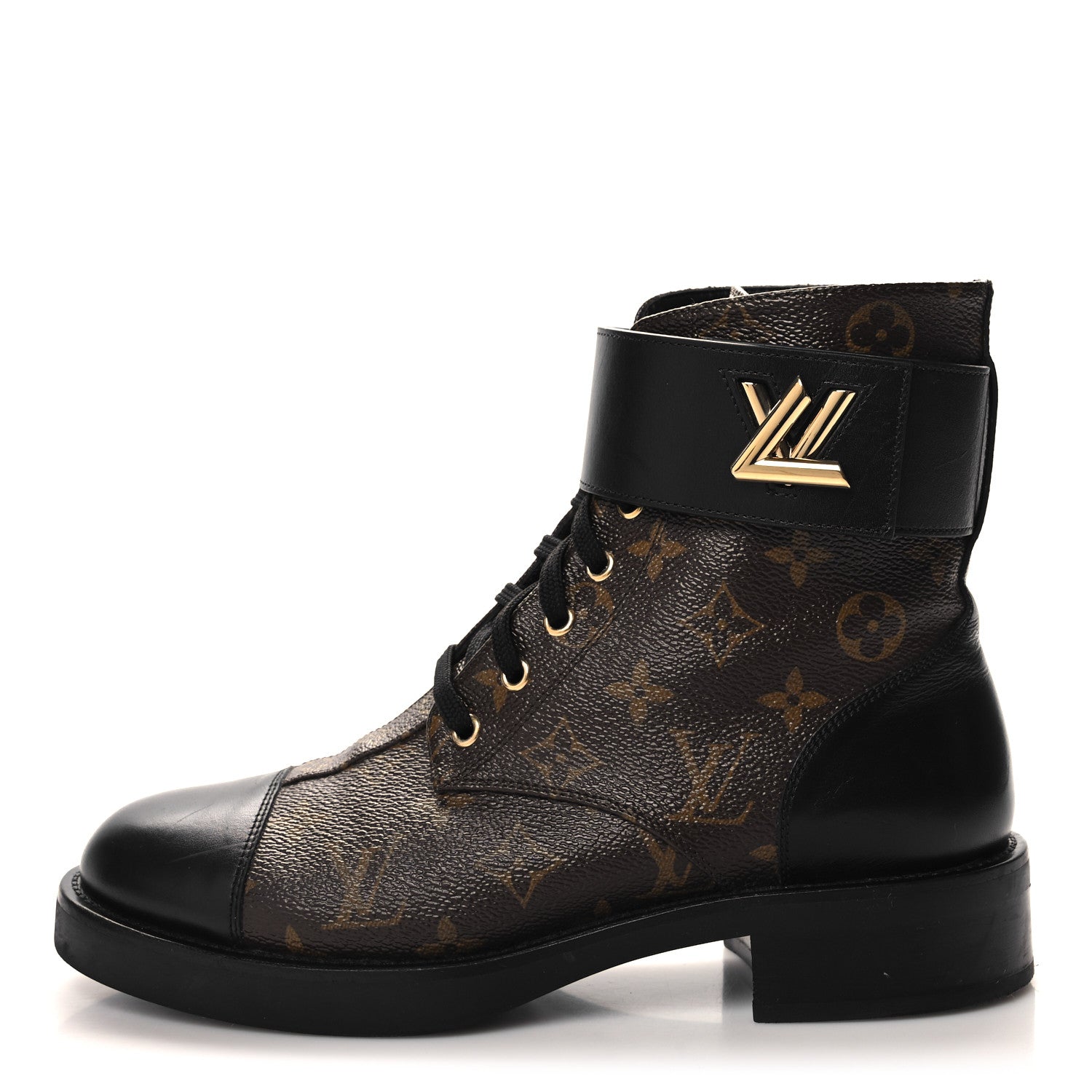 Louis Vuitton Calfskin Monogram Wonderland Flat Ranger Boots 40 Black 1 of 10