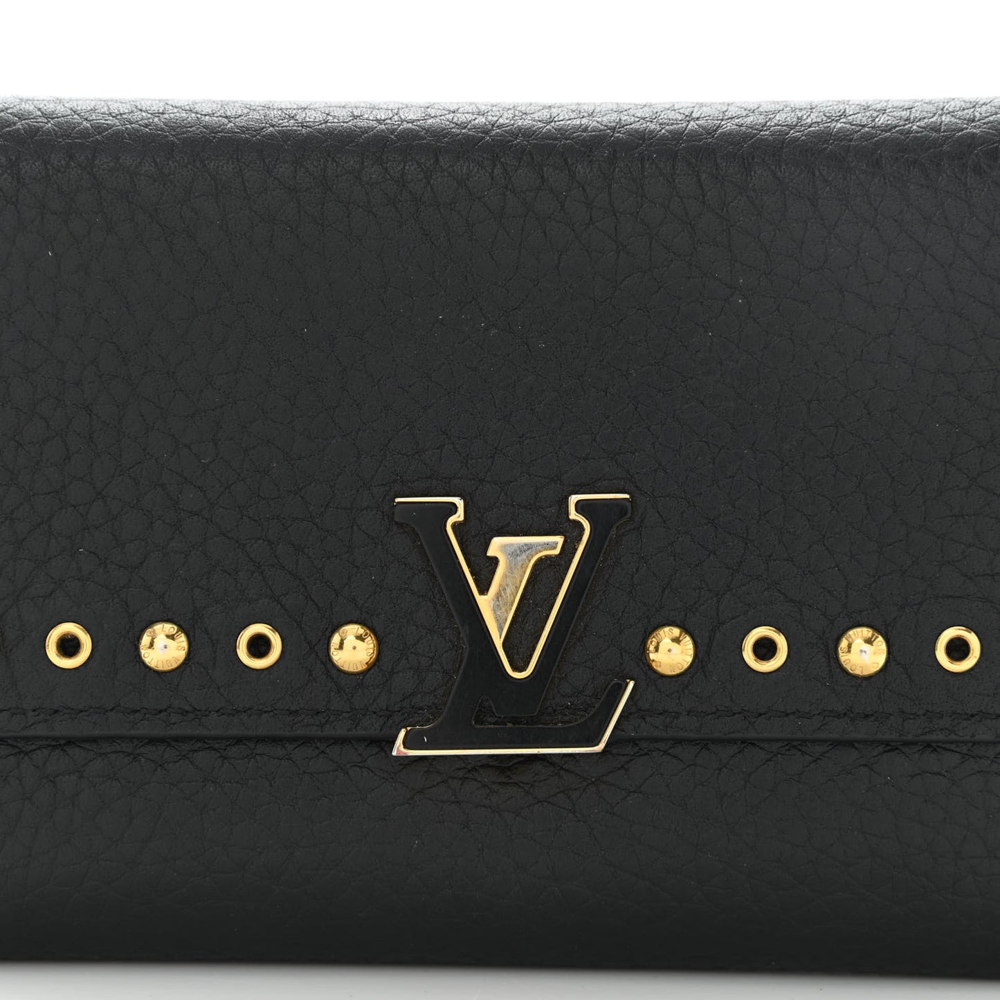 Taurillon Capucines Studded Compact Wallet Black