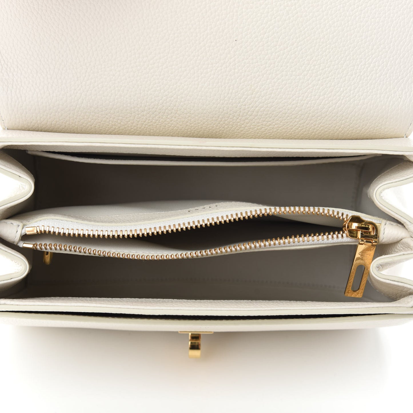 Grained Calfskin Small 16 Top Handle Bag White