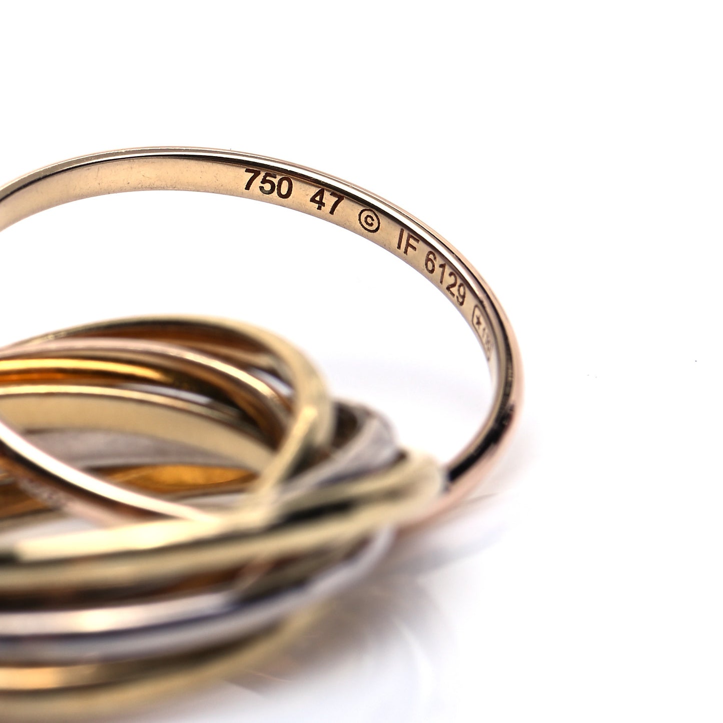 18K Pink White Yellow Gold 7 Band Trinity Ring 47 4