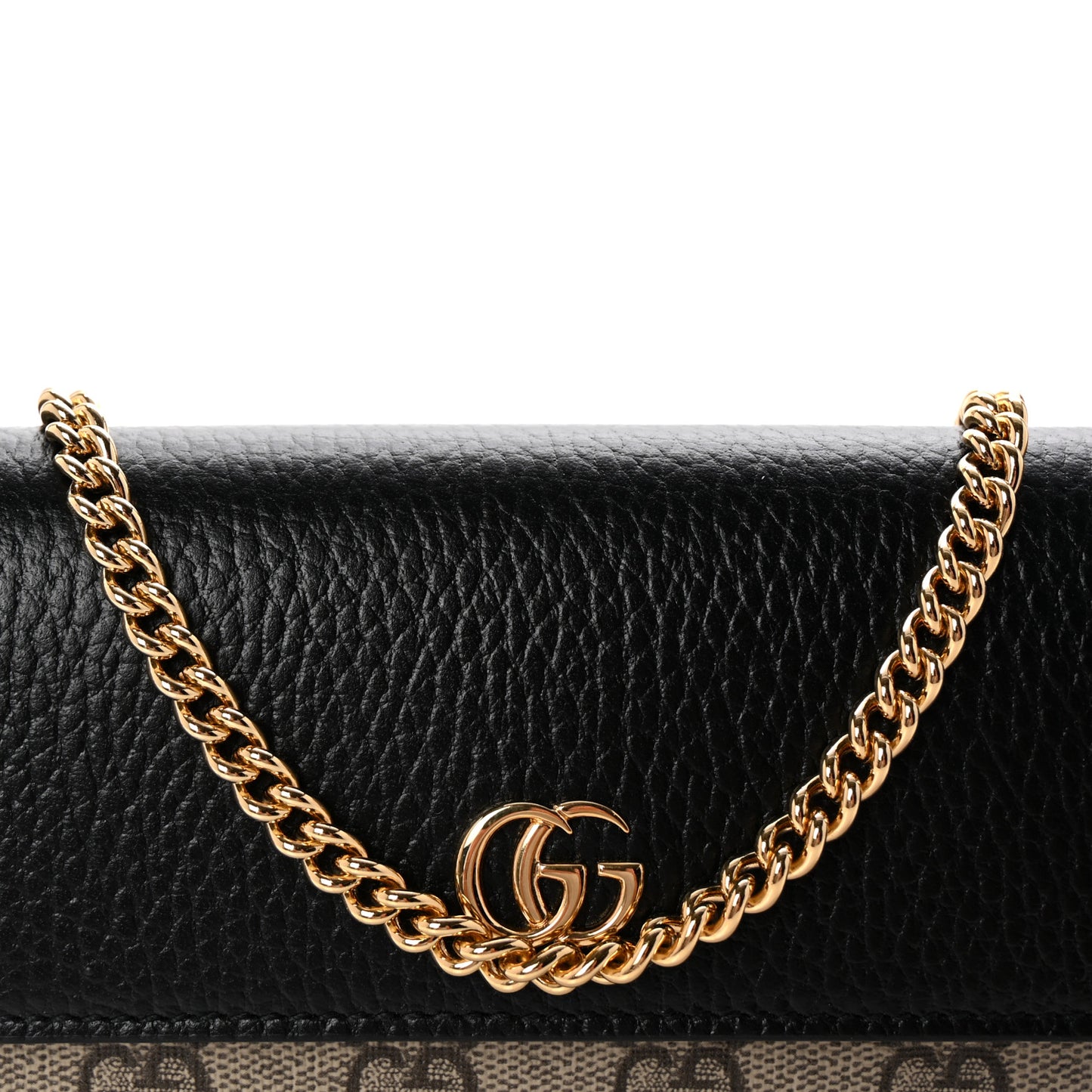 Dollar Calfskin GG Supreme Monogram Petite GG Marmont Wallet Chain Bag Black Beige Ebony