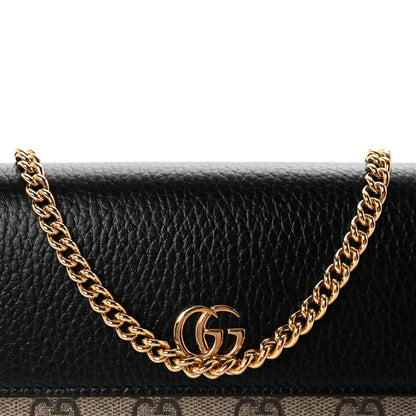 Gucci Dollar Calfskin GG Supreme Monogram Petite GG Marmont Wallet Chain Bag Black Beige Ebony 7 of 10