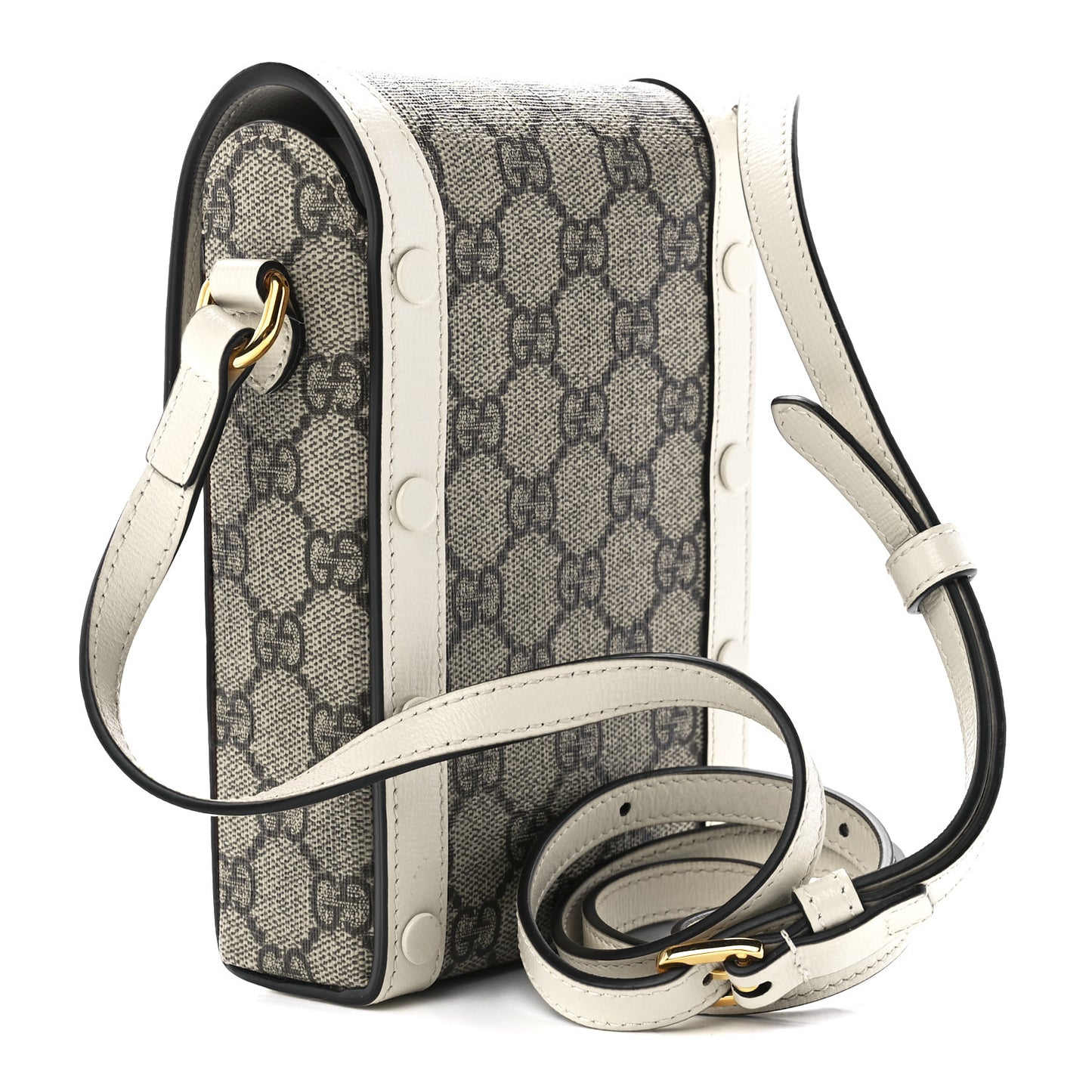 GG Supreme Monogram Azalea Calfskin Mini Horsebit 1955 Crossbody Bag Beige Ebony Mystic White