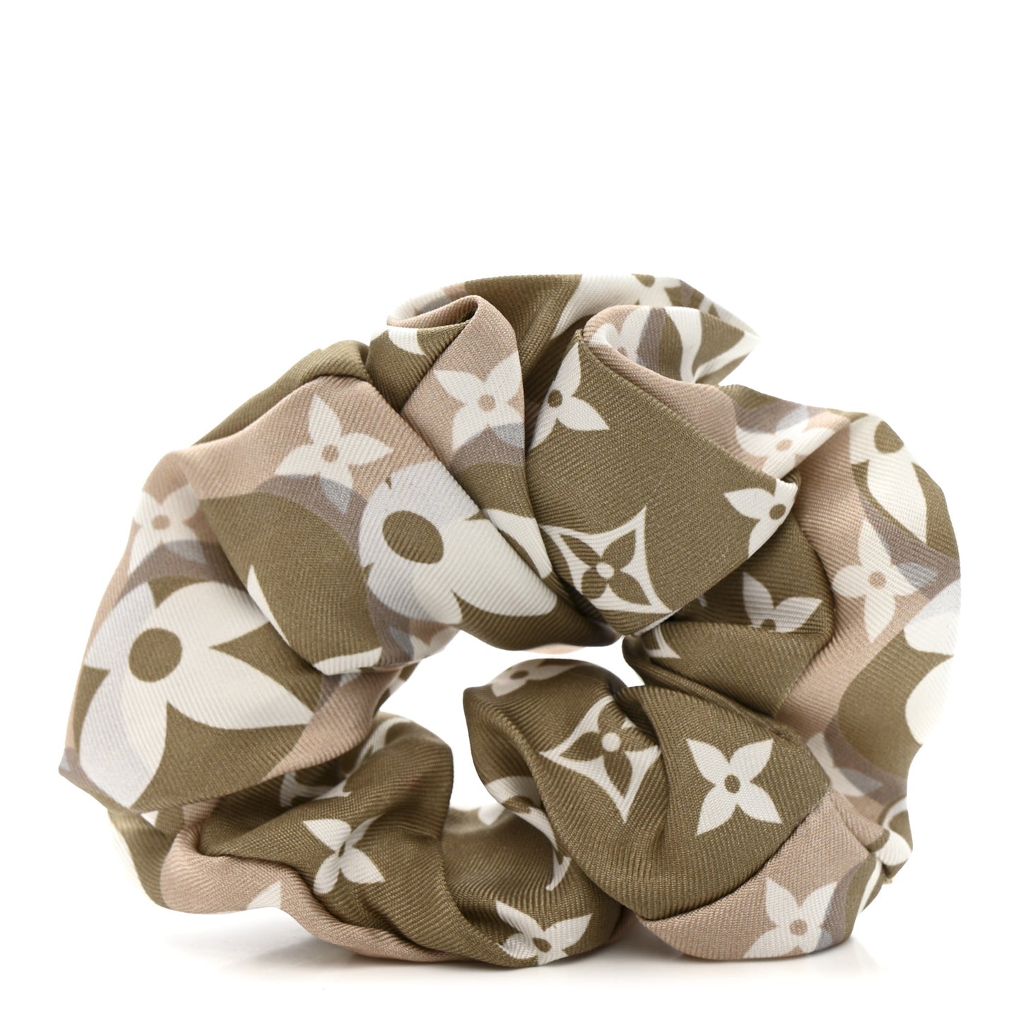 Silk Monogram Marbles Scrunchy Set Pink Khaki Beige