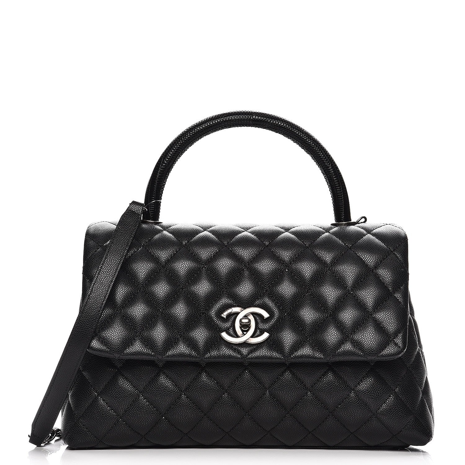 Chanel Caviar Lizard Quilted Small Coco Handle Flap Black 1 of 9