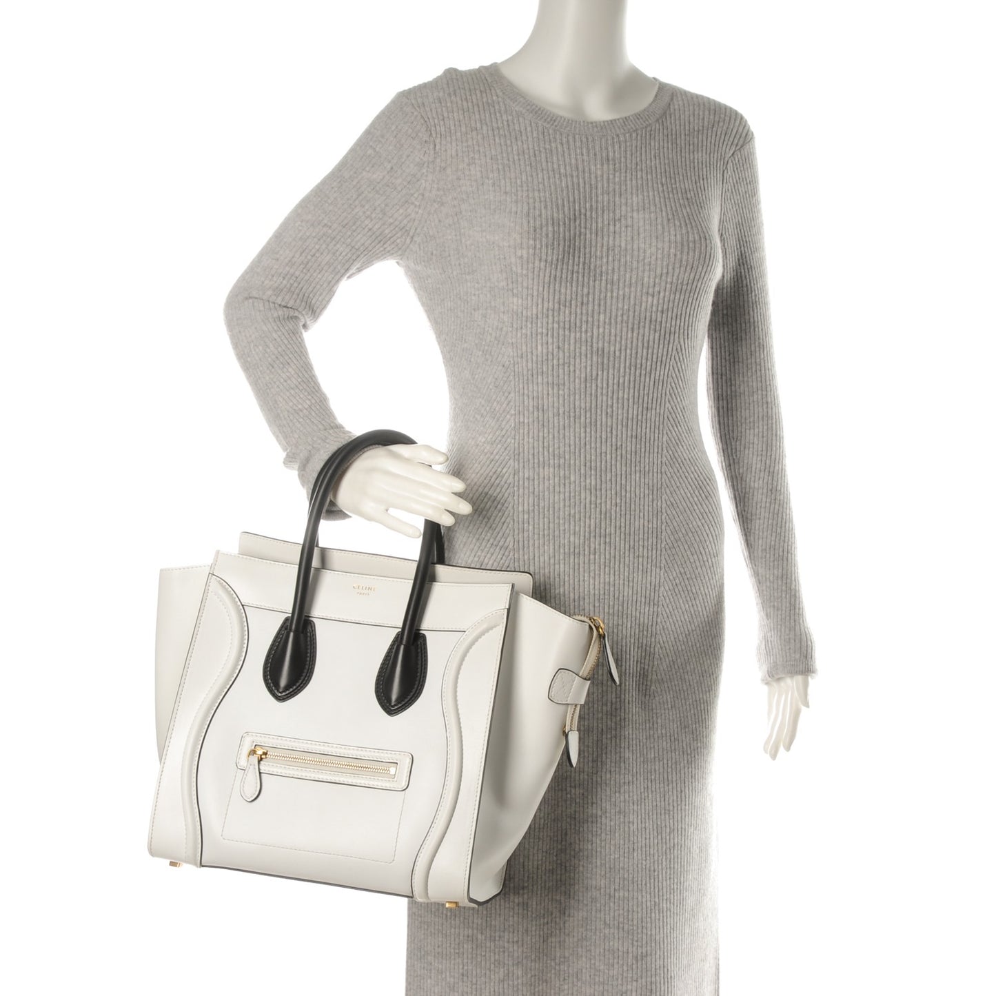 Smooth Calfskin Mini Luggage White Black