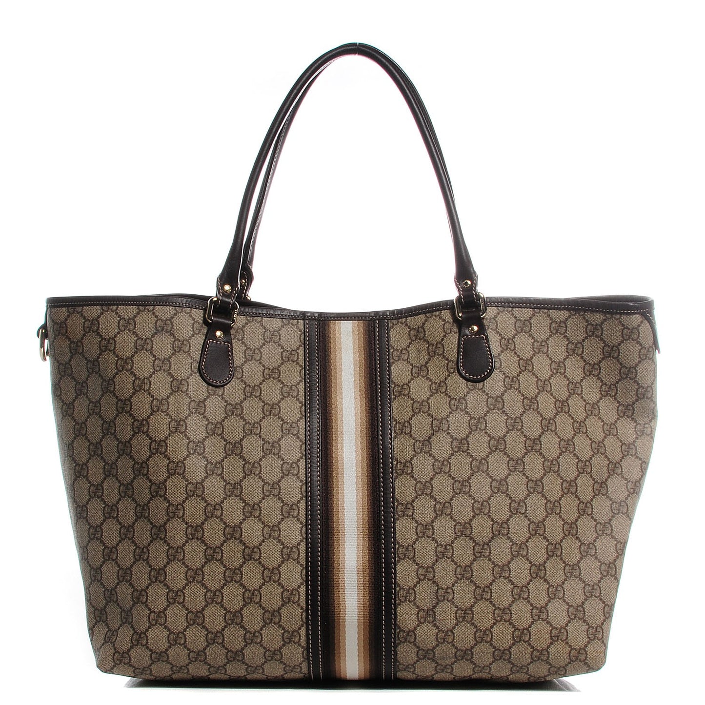 GG Plus Monogram Web Large Joy Tote Dark Brown