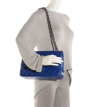 Chanel Lambskin Quilted Jumbo Double Flap Dark Blue 2 of 9