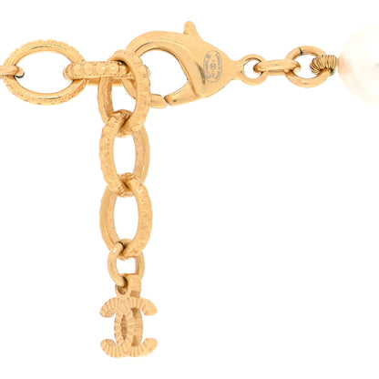 Chanel Pearl Crystal Multi Strand CC Long Necklace Gold 3 of 4