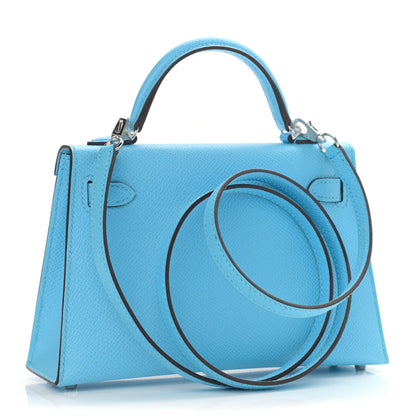 Hermes Epsom Mini Kelly Sellier 20 Celeste 3 of 13
