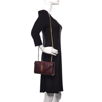 Saint Laurent Grain De Poudre Textured Mixed Matelasse Triquilt Small Monogram Satchel Burgundy 2 of 8
