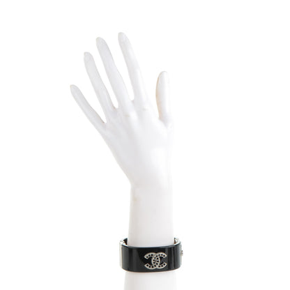 Chanel Resin Baguette Crystal CC Cuff Black 2 of 5