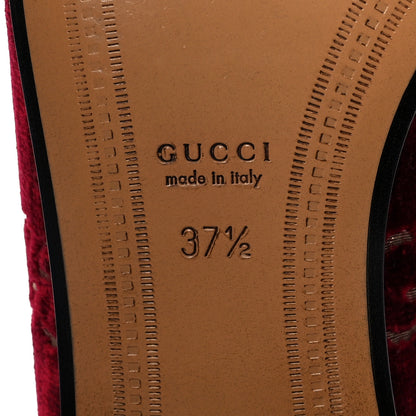 Gucci Velvet GG Monogram Horsebit Womens Jordaan Loafers 37.5 Red Cipria 7 of 8
