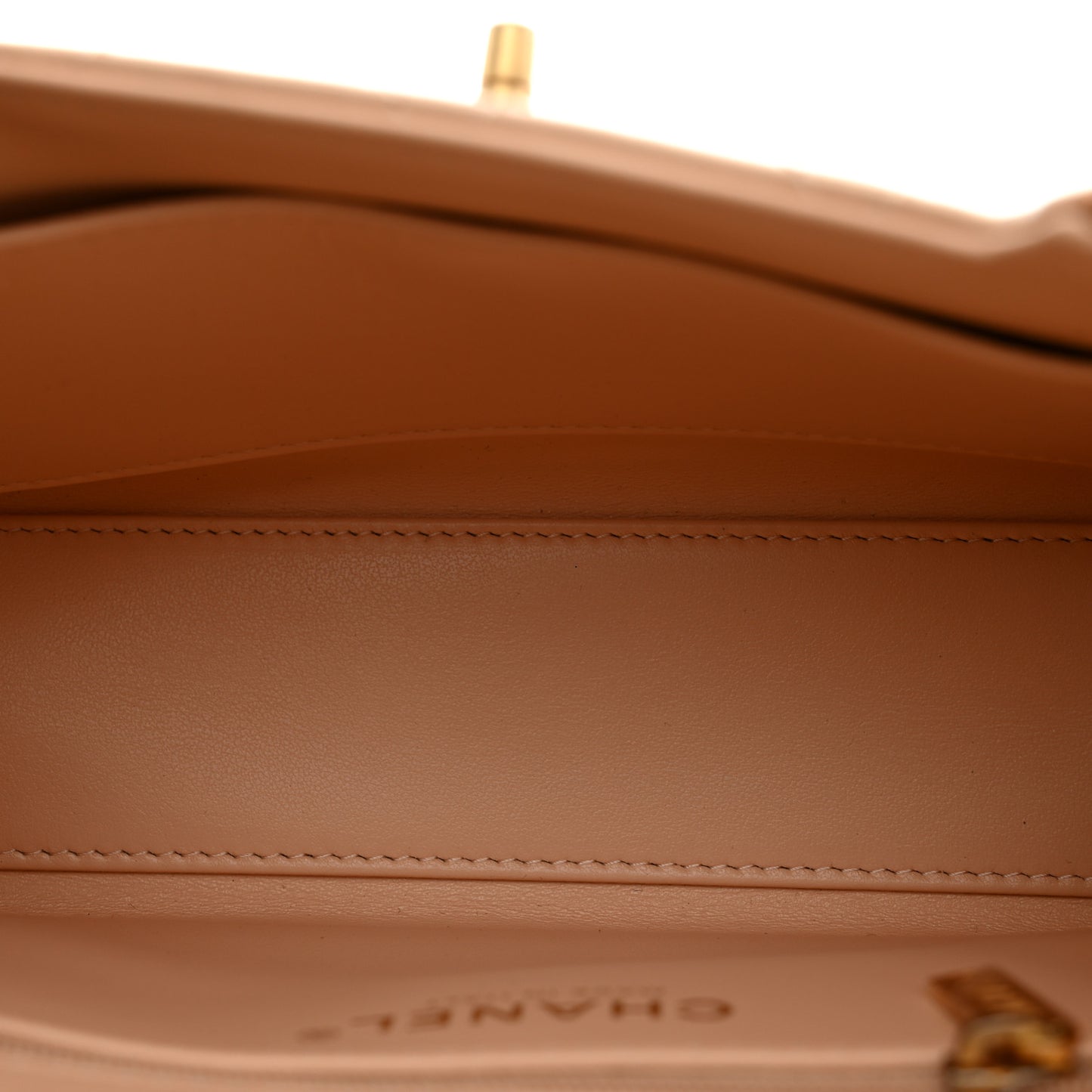 Shiny Aged Calfskin Quilted Nano Kelly Shopper Beige