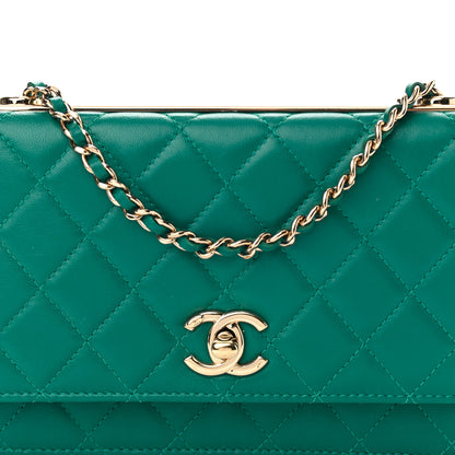 Chanel Lambskin Quilted Trendy CC Wallet On Chain WOC Green 9 of 12
