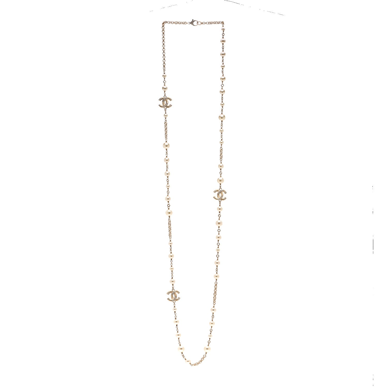 Chanel Pearl CC Long Necklace Light Gold 3 of 6