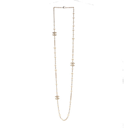 Chanel Pearl CC Long Necklace Light Gold 3 of 6