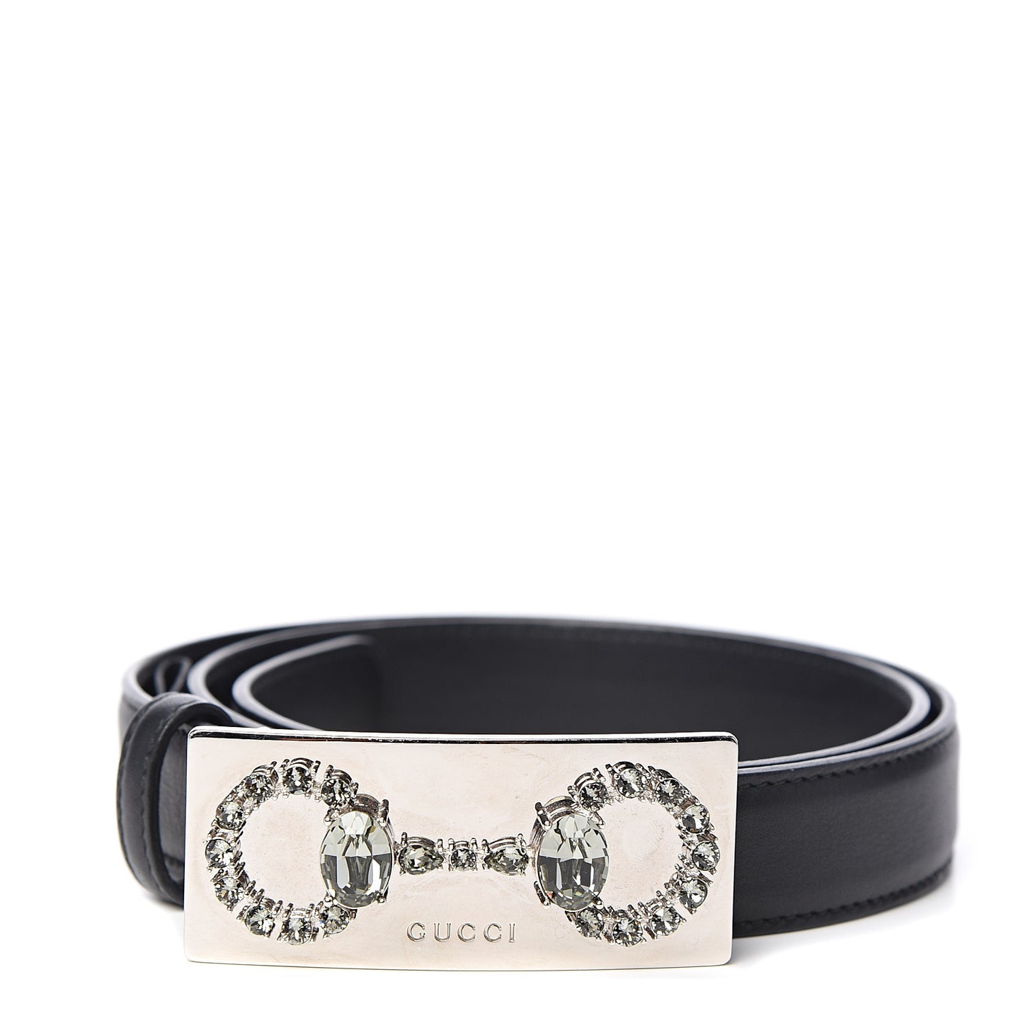 Calfskin Horsebit Crystal Belt 80 32 Black