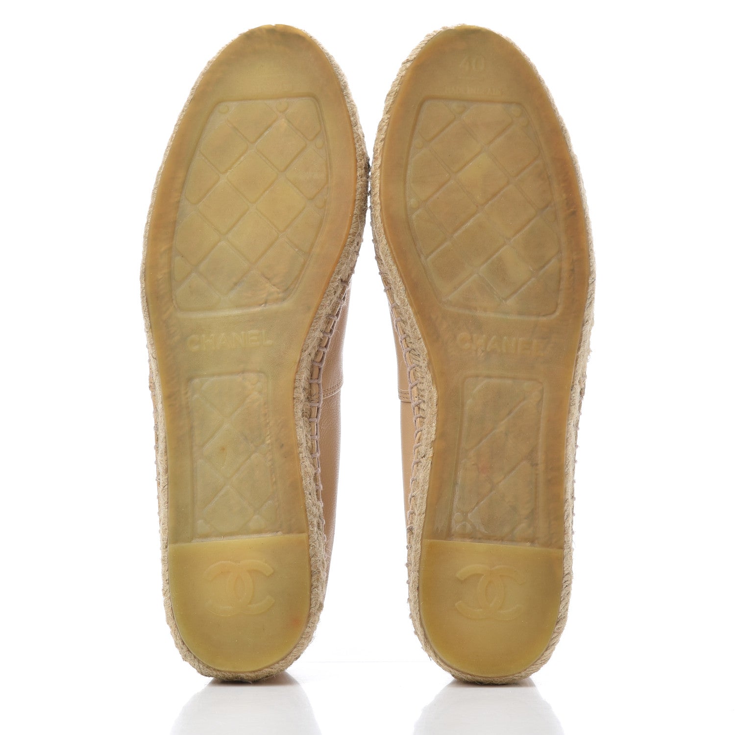 Chanel Lambskin CC Espadrilles 40 Beige Black 5 of 23