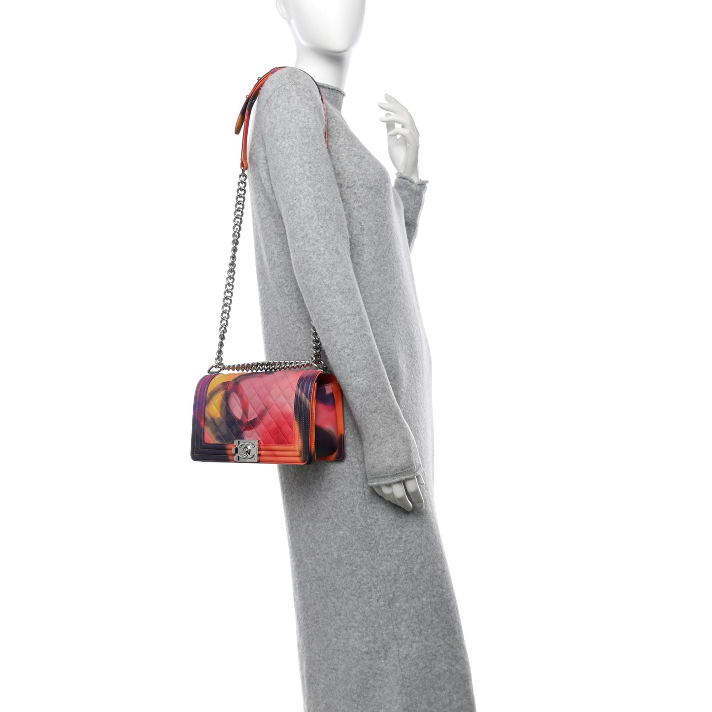 Printed Lambskin Quilted Medium Flower Power Boy Flap