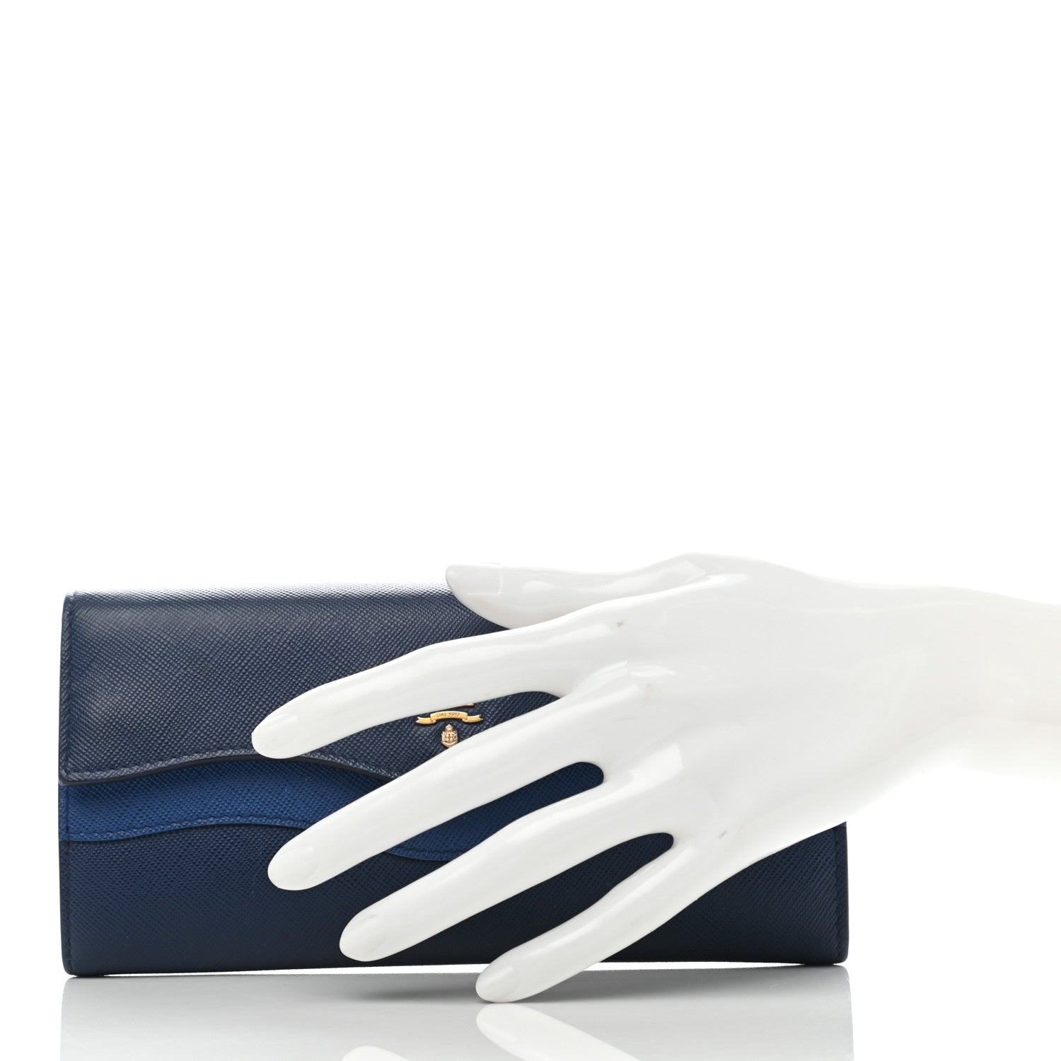 Prada Saffiano Wave Continental Flap Wallet Bluette Azzurro 2 of 12