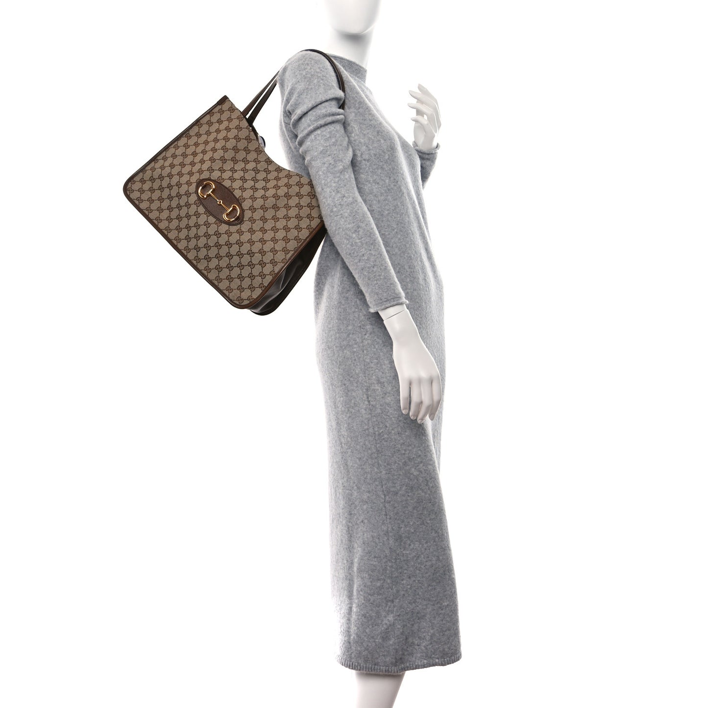 Monogram Horsebit 1955 Tote Bag Beige Brown Sugar