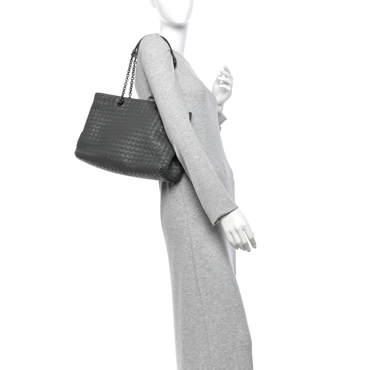 Bottega Veneta Nappa Intrecciato Medium Classic Chain Strap Tote Dark Grey 2 of 11