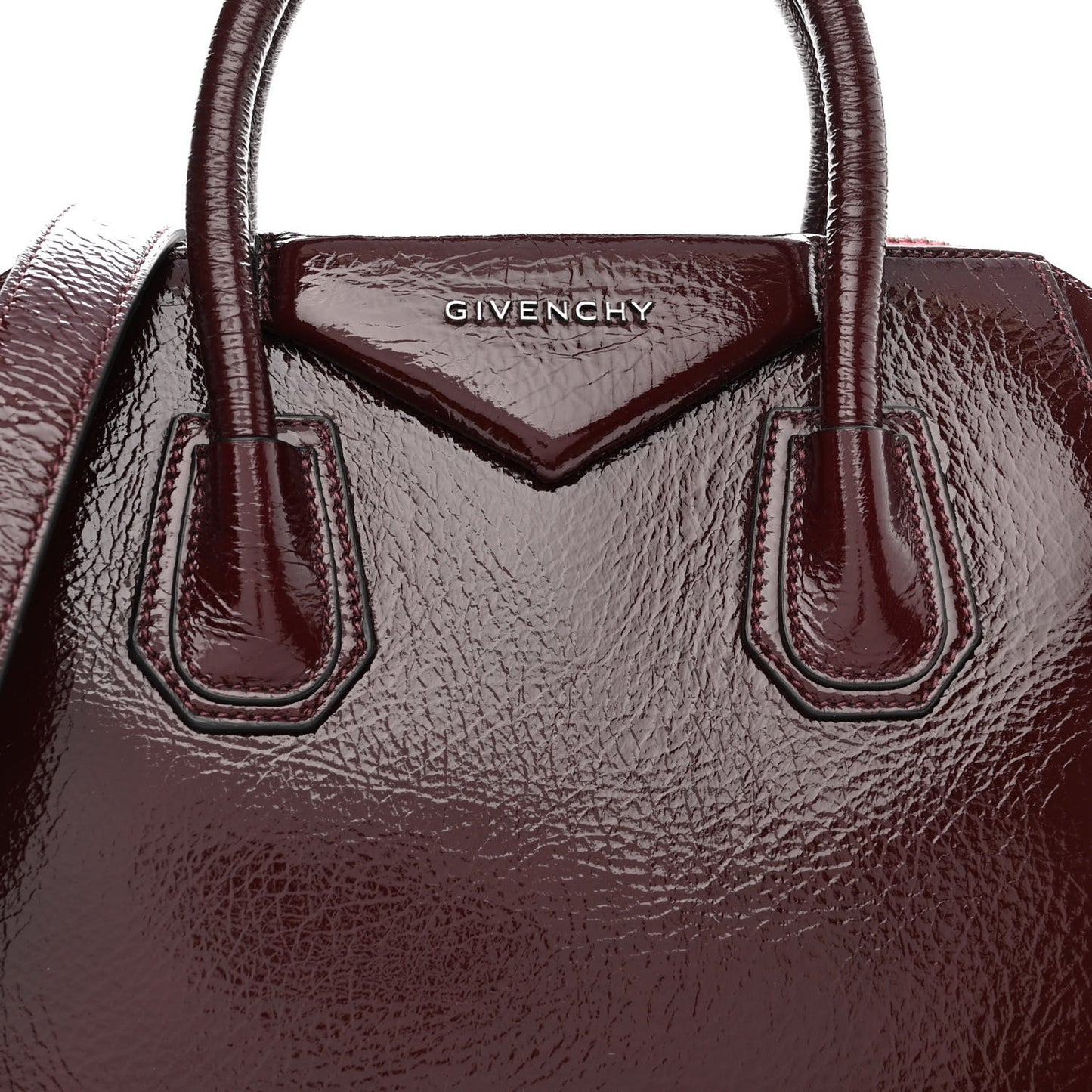 Crinkled Patent Calfskin Small Antigona Aubergine