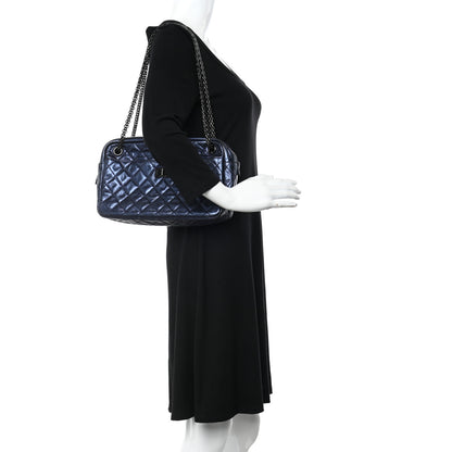 Chanel Metallic Aged Calfskin Quilted Medium Reissue Camera Case Bag Blue 2 of 11