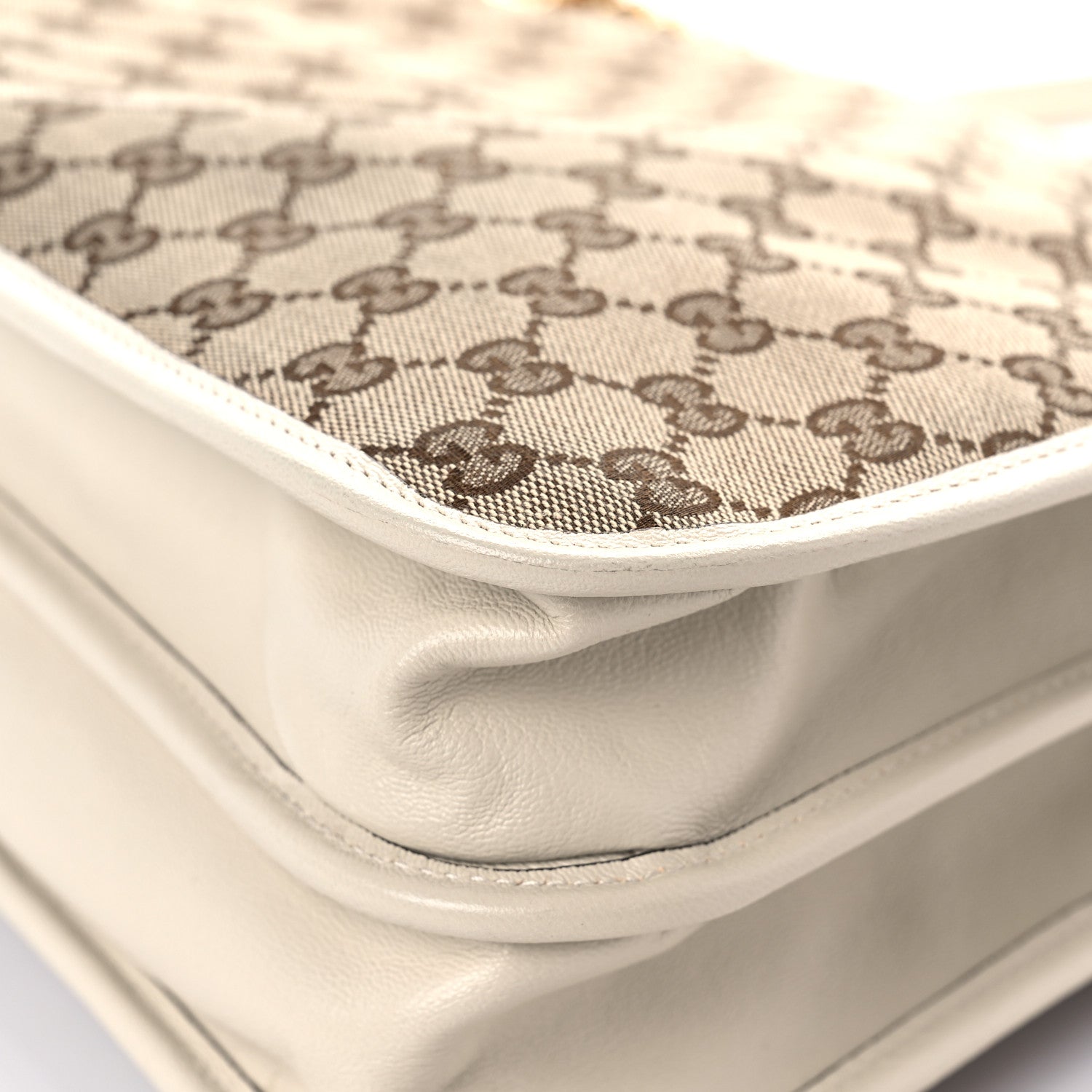 Gucci Monogram Calfskin Medium Horsebit 1955 Tote Bag Beige Mystic White 11 of 16