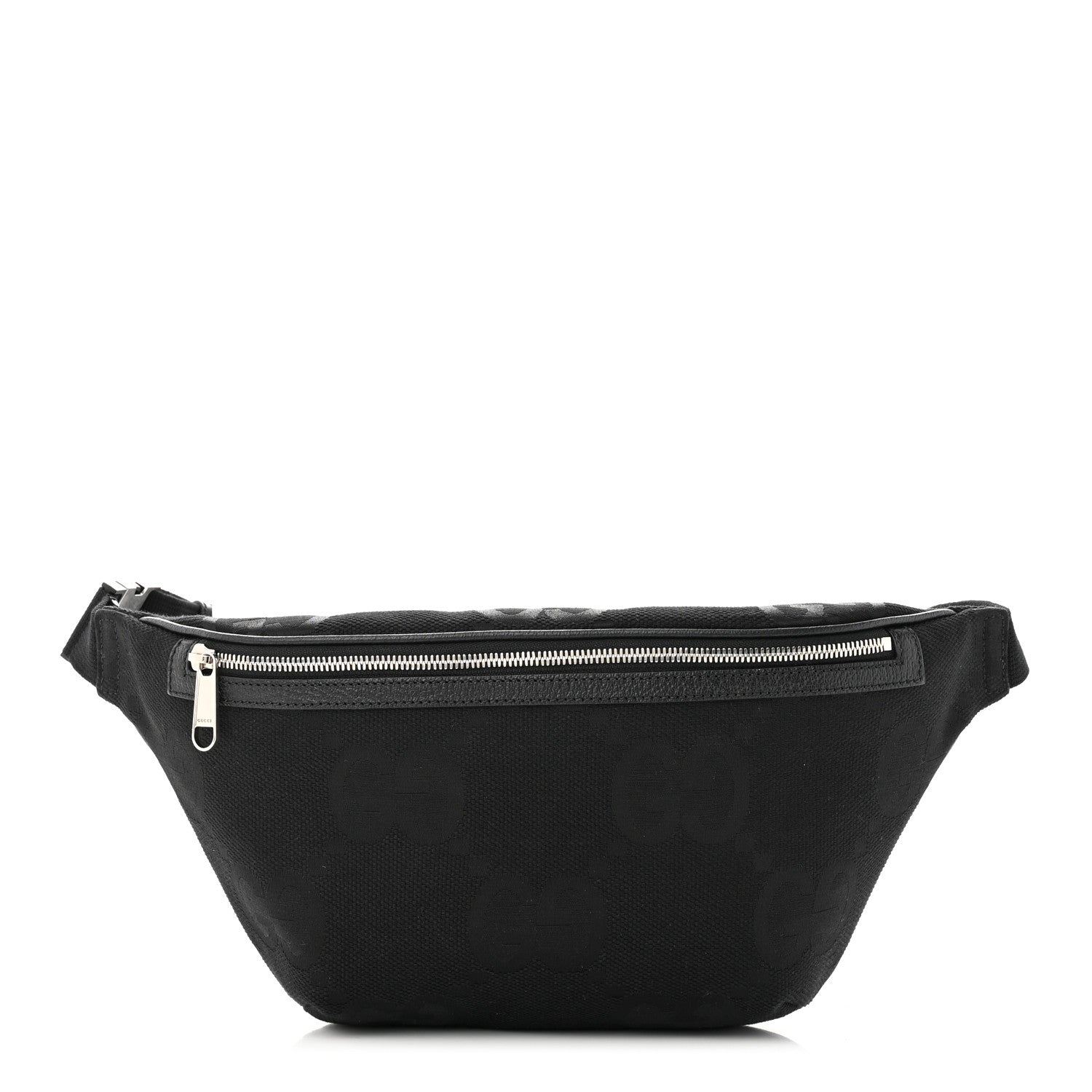 Gucci Monogram Jumbo GG Textured Dollar Calfskin Web Belt Bag Black 1 of 10