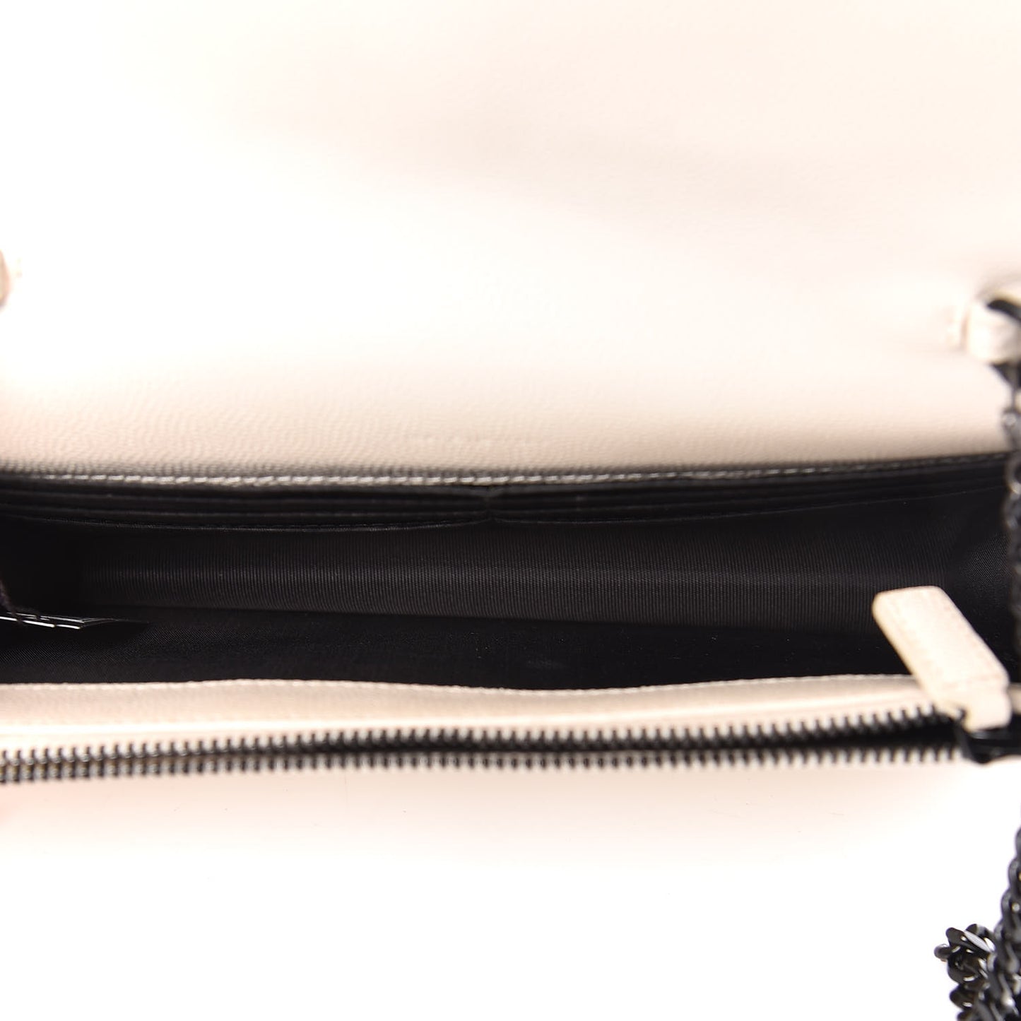 Grain De Poudre Matelasse Chevron Monogram Envelope Chain Wallet Dove White