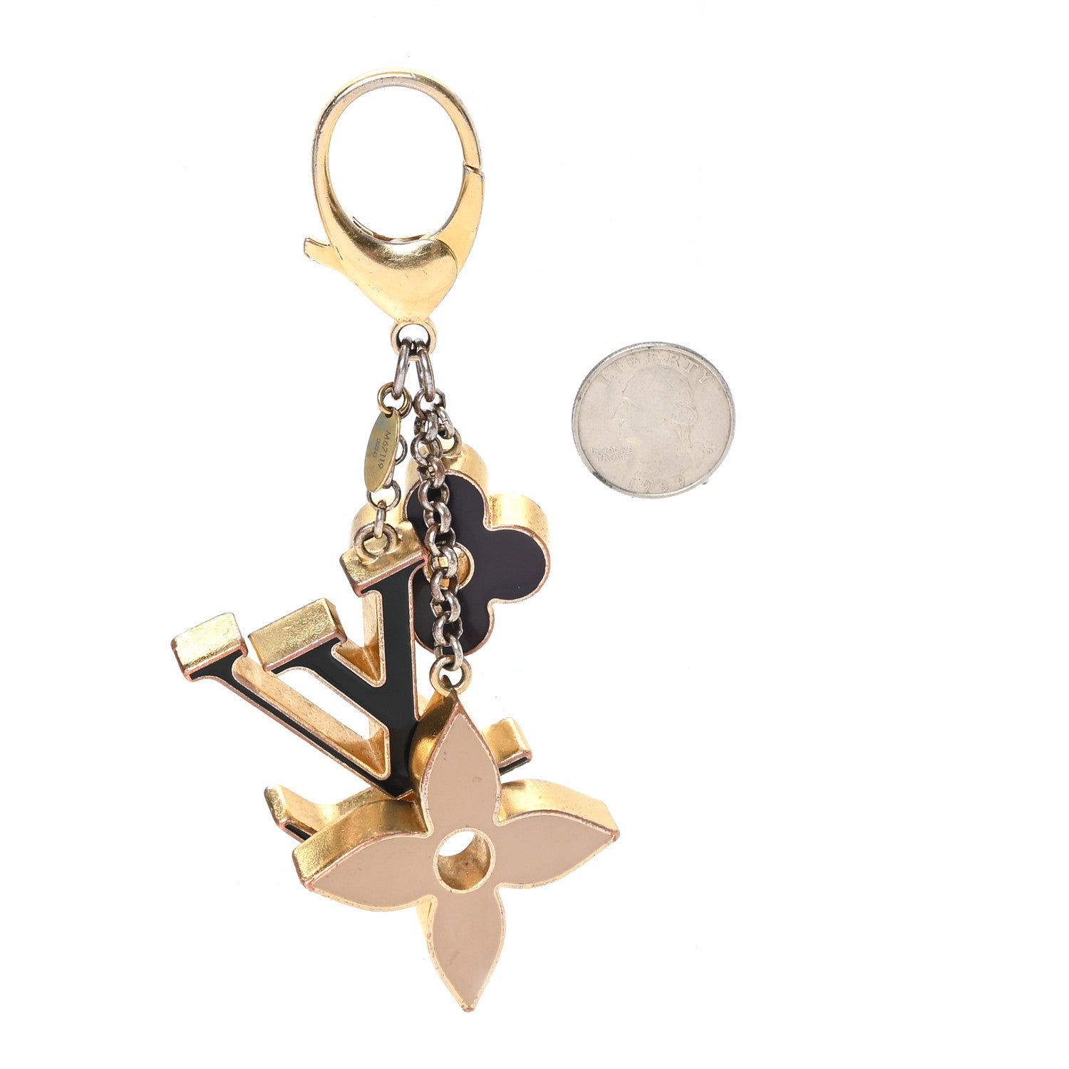 Louis Vuitton Metal Enamel Fleur De Monogram Bag Charm Dore 2 of 5
