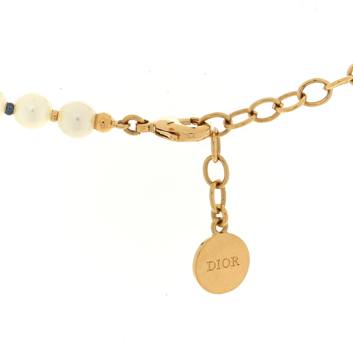 CHRISTIAN DIOR Pearl 30 Montaigne Choker Necklace Gold